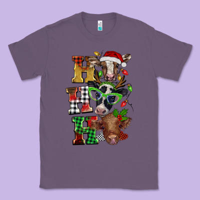 Christmas Ho Ho Ho Cow Classic Tee Designed By Barkaloodesign