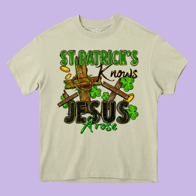 St. Patrick's Knows Jesus Arose Heavy Core Tee Designed By Fadigitalartstudio
