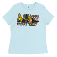 Baby Blue Happy Easter Ladies Tee - CowhideDigitalArt