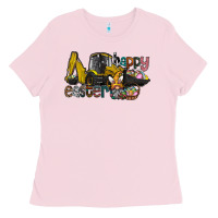 Bubblegum Pink Happy Easter Ladies Tee - CowhideDigitalArt
