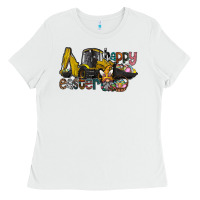 White Happy Easter Ladies Tee - CowhideDigitalArt