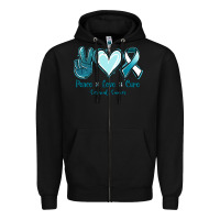 Black Peace Love Cure Cervical Cancer Zipper Hoodie - Jasminsmagicworld
