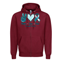 Burgundy Peace Love Cure Cervical Cancer Zipper Hoodie - Jasminsmagicworld