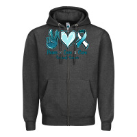 Charcoal Heather Peace Love Cure Cervical Cancer Zipper Hoodie - Jasminsmagicworld