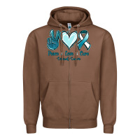 Chestnut Peace Love Cure Cervical Cancer Zipper Hoodie - Jasminsmagicworld