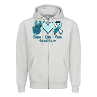Dove Grey Peace Love Cure Cervical Cancer Zipper Hoodie - Jasminsmagicworld