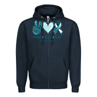 Navy Peace Love Cure Cervical Cancer Zipper Hoodie - Jasminsmagicworld