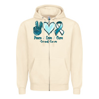 Sandshell Peace Love Cure Cervical Cancer Zipper Hoodie - Jasminsmagicworld