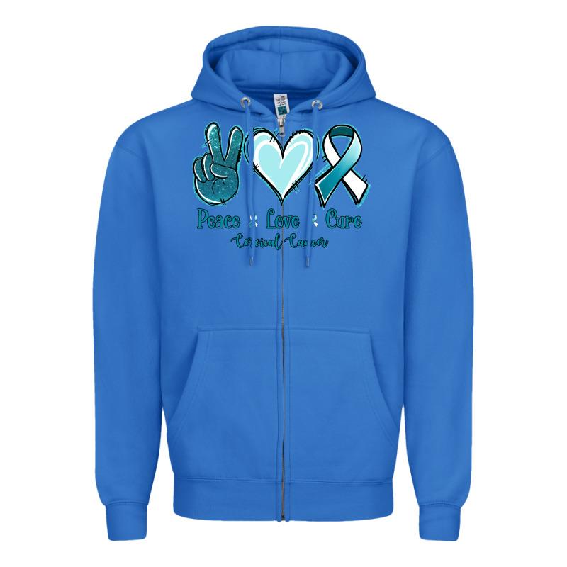 Peace Love Cure Cervical Cancer Zipper Hoodie by Jasminsmagicworld | Teevron