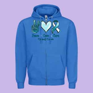 Peace Love Cure Cervical Cancer Zipper Hoodie Designed By Jasminsmagicworld