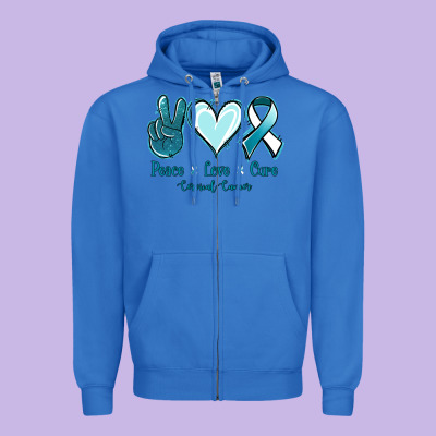 Peace Love Cure Cervical Cancer Zipper Hoodie Designed By Jasminsmagicworld
