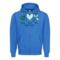 True Royal Peace Love Cure Cervical Cancer Zipper Hoodie - Jasminsmagicworld