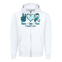 White Peace Love Cure Cervical Cancer Zipper Hoodie - Jasminsmagicworld