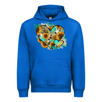 Cobalt Leopard Sunflower Cowhide Glitter Heart Urban Hoodie - RanaPortraitStore