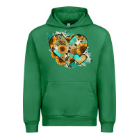 Emerald Leopard Sunflower Cowhide Glitter Heart Urban Hoodie - RanaPortraitStore