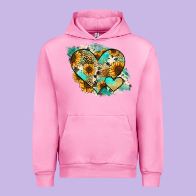 Leopard Sunflower Cowhide Glitter Heart Urban Hoodie Designed By Ranaportraitstore