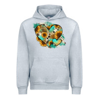 Heather Grey Leopard Sunflower Cowhide Glitter Heart Urban Hoodie - RanaPortraitStore