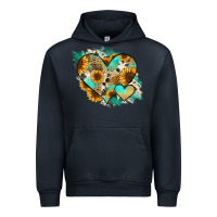 Navy Leopard Sunflower Cowhide Glitter Heart Urban Hoodie - RanaPortraitStore