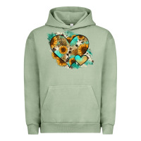 Pigment Oil Green Leopard Sunflower Cowhide Glitter Heart Urban Hoodie - RanaPortraitStore