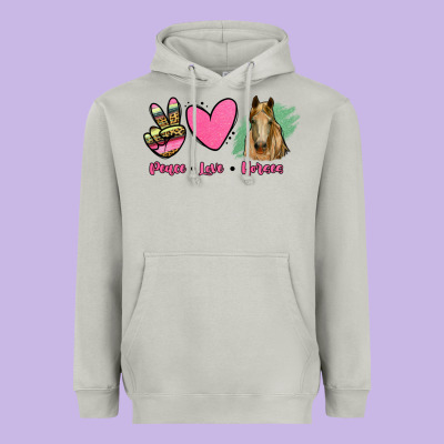 Peace Love Horses Heavyweight Hoodie Designed By Ranaportraitstore