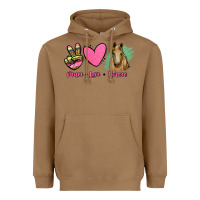 Toasted Coconut peace love horses Heavyweight Hoodie - RanaPortraitStore