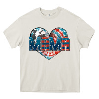 Cream American Mama heart Heavy Core Tee - FaDigitalArtStudio
