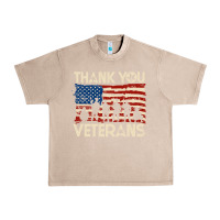 French Oak Thank You Veterans American Flag Patriotic Urban Heavy Tee - baoMotion