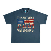 Midnight Navy Thank You Veterans American Flag Patriotic Urban Heavy Tee - baoMotion