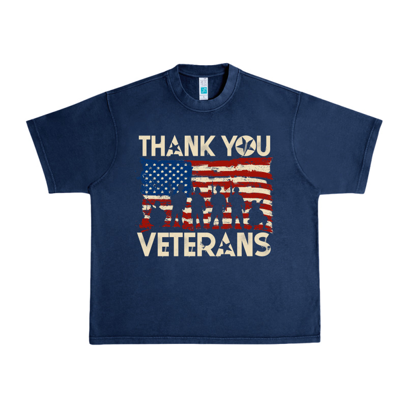 Thank You Veterans American Flag Patriotic Urban Heavy Tee by baoMotion | Teevron