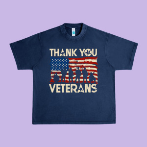 Thank You Veterans American Flag Patriotic Urban Heavy Tee Designed By Baomotion