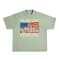 Oil Green Thank You Veterans American Flag Patriotic Urban Heavy Tee - baoMotion