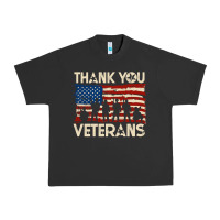 Pigment Black Thank You Veterans American Flag Patriotic Urban Heavy Tee - baoMotion