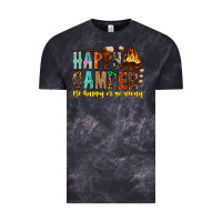 Cloud Black Happy Camper Be Happy Or Go Away Vintage Tee - CowhideDigitalArt
