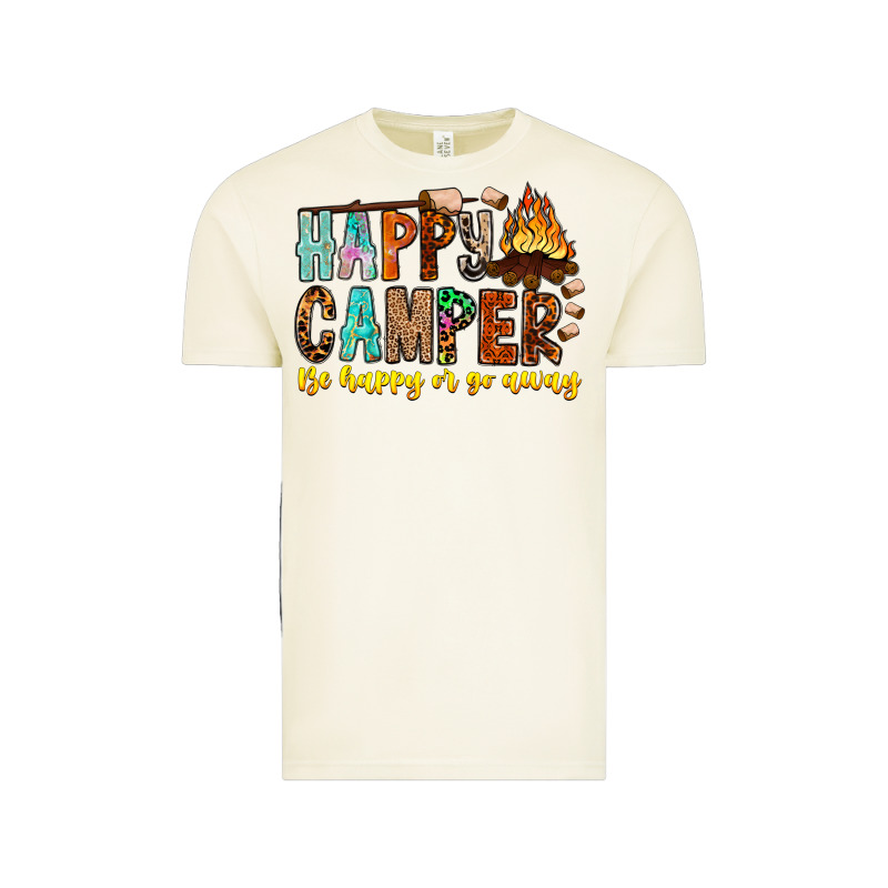 Happy Camper Be Happy Or Go Away Vintage Tee by CowhideDigitalArt | Teevron