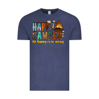 Vintage Denim Happy Camper Be Happy Or Go Away Vintage Tee - CowhideDigitalArt