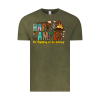 Vintage Olive Happy Camper Be Happy Or Go Away Vintage Tee - CowhideDigitalArt