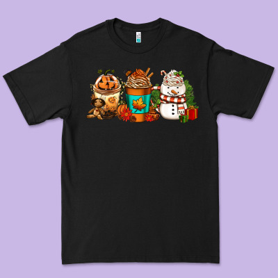 Halloween Thanksgiving Christmas Coffee Cups Premium Tee Designed By Fadigitalartstudio