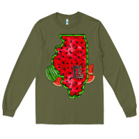 Army Green illinois watermelon Long Sleeve Tee - RacoonDesign