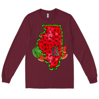 Burgundy illinois watermelon Long Sleeve Tee - RacoonDesign