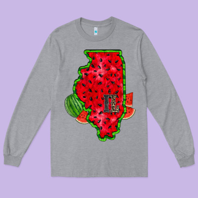 Illinois Watermelon Long Sleeve Tee Designed By Racoondesign