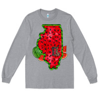 Heather Grey illinois watermelon Long Sleeve Tee - RacoonDesign