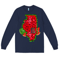 Navy illinois watermelon Long Sleeve Tee - RacoonDesign
