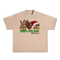 Burro Peace Love Rock Christmas Urban Heavy Tee - CowhideDigitalArt