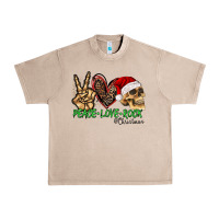 French Oak Peace Love Rock Christmas Urban Heavy Tee - CowhideDigitalArt