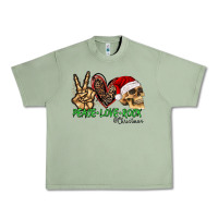 Oil Green Peace Love Rock Christmas Urban Heavy Tee - CowhideDigitalArt
