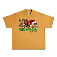 Peanut Butter Peace Love Rock Christmas Urban Heavy Tee - CowhideDigitalArt
