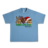 Pebble Blue Peace Love Rock Christmas Urban Heavy Tee - CowhideDigitalArt