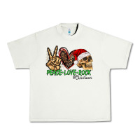 Pistachio Peace Love Rock Christmas Urban Heavy Tee - CowhideDigitalArt