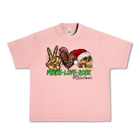 Salmon Peace Love Rock Christmas Urban Heavy Tee - CowhideDigitalArt
