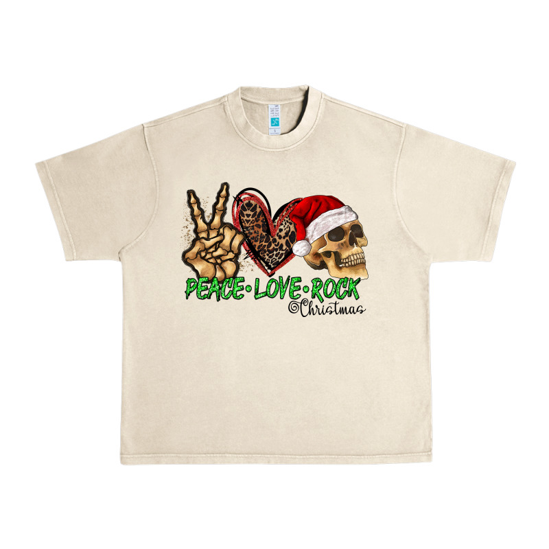 Peace Love Rock Christmas Urban Heavy Tee by CowhideDigitalArt | Teevron